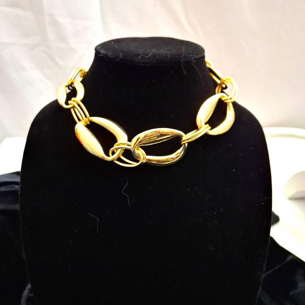 Vintage-style Open Edit Gold-toned Links Statement Necklace NWT